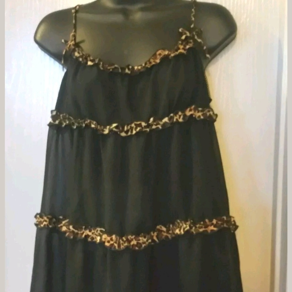 NEW Belle Nuit babydoll SZ Medium animal print trim